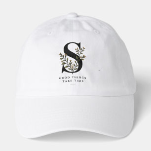 Elegant Floral Monogram S Quote T-Shirt Hat