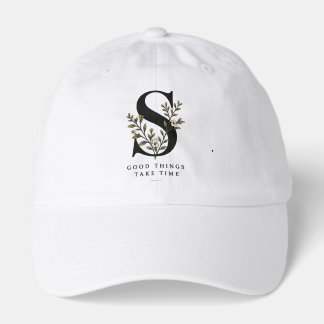 Elegant Floral Monogram S Quote T-Shirt Hat