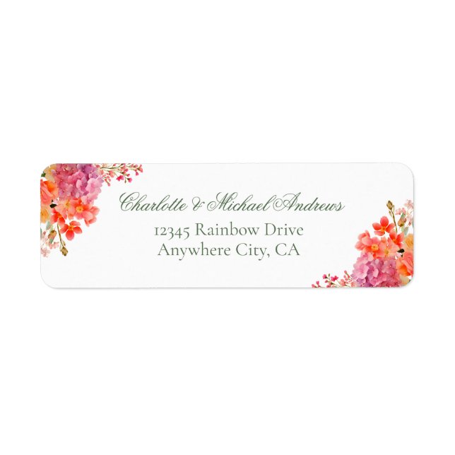 Elegant Floral Monogram Script Wedding  Label (Front)
