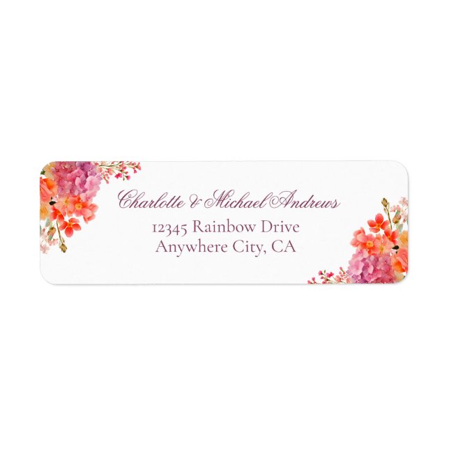  Elegant Floral Monogram Script Wedding  Label (Front)