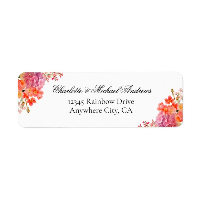  Elegant Floral Monogram Script Wedding  Label (Front)