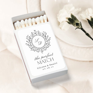 Elegant Floral Monogram Simple Vintage Wedding Matchboxes