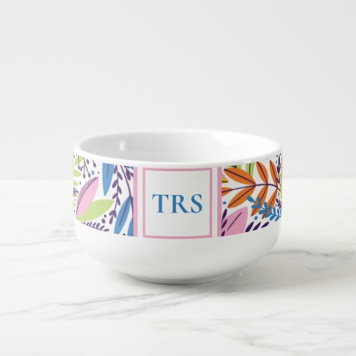 Elegant Floral Monogram Soup Mug