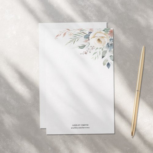 Elegant Floral Monogram Stationery Paper