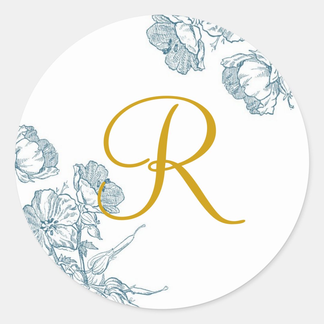 Elegant Floral Monogram Sticker Zazzle