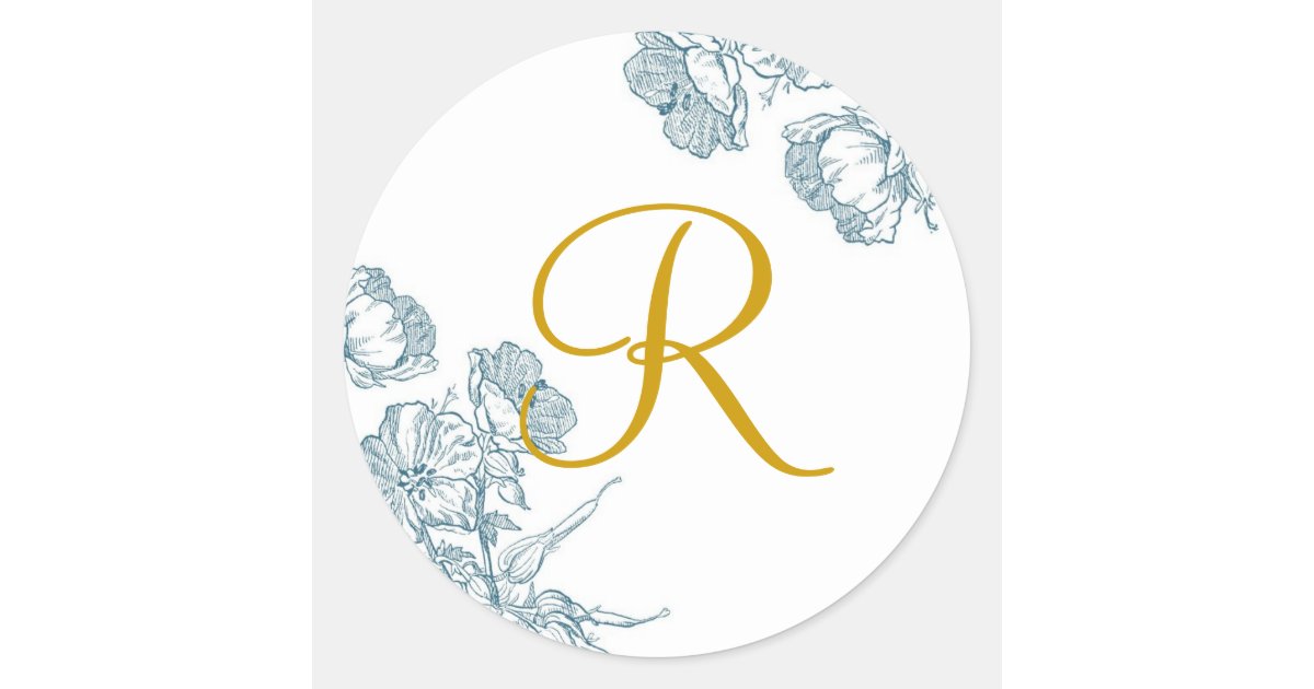 Elegant Floral Monogram Sticker Zazzle