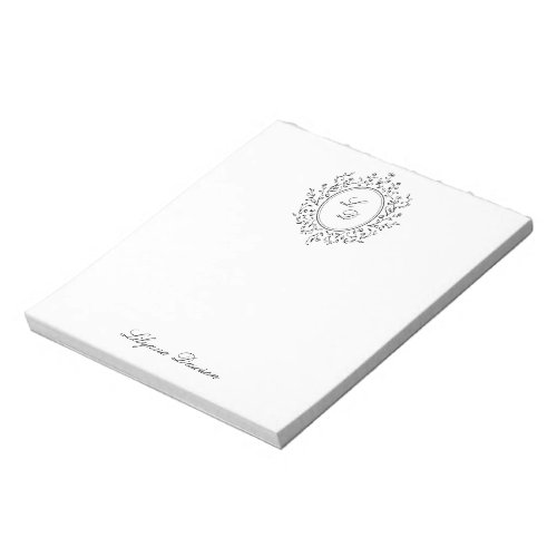 Elegant Floral Monogram Vintage Stationery Notepad