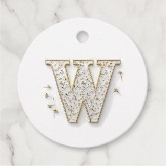 Elegant Floral Monogram "W" Design Favor Tags