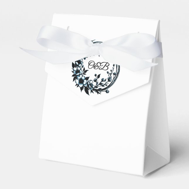Elegant Floral Monogram Wedding Favor Box (Front Side)