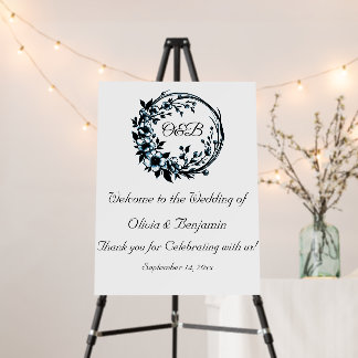 Elegant Floral Monogram Wedding Foam Board