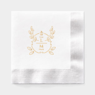 Elegant Floral Monogram Wedding Foil Napkins