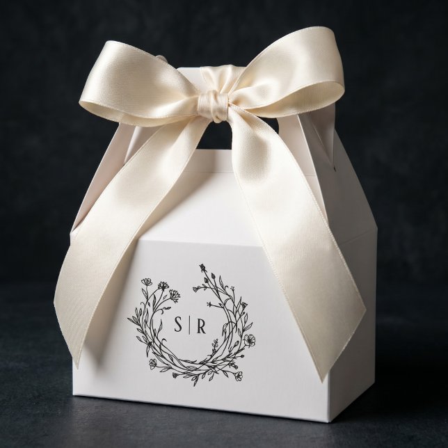 Elegant Floral Monogram Wedding Guest Favor Boxes (Creator Uploaded)