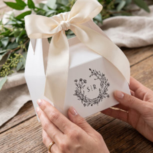 Elegant Floral Monogram Wedding Guest Favor Boxes