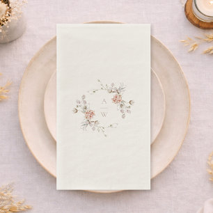Elegant Floral Monogram Wedding Guest Towel