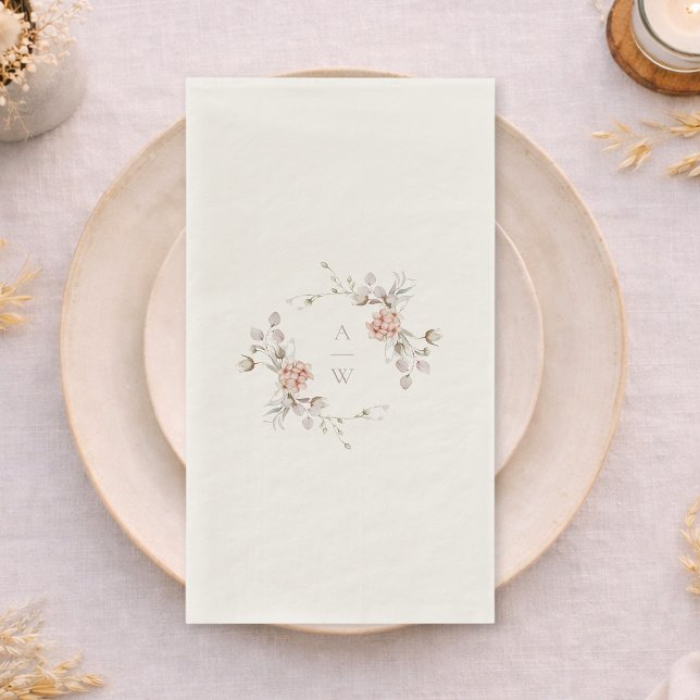 Elegant Floral Monogram Wedding Guest Towel (Creator Uploaded)