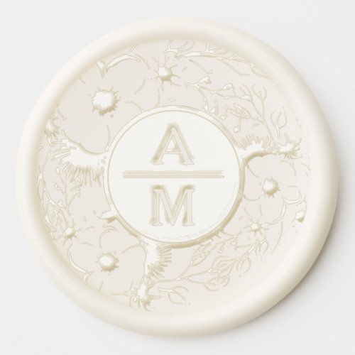 Elegant Floral Monogram Wedding Wax Seal Sticker