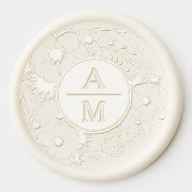 Elegant Floral Monogram Wedding Wax Seal Sticker | Zazzle