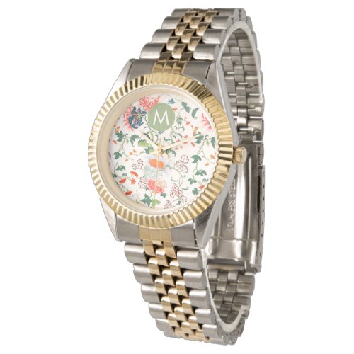 Elegant Floral Monogram Wrist Watch