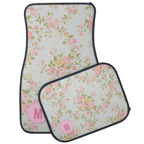 Elegant Floral Monogrammed Car Floor Mat