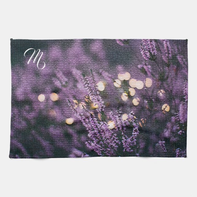 Elegant Floral Monogrammed Kitchen Towel (Horizontal)