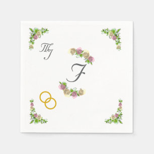 Elegant Floral Monogrammed Wedding Napkins