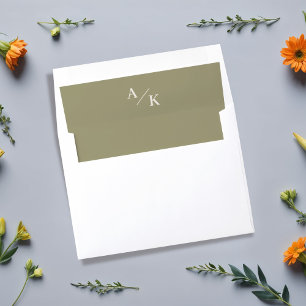 Elegant Floral Moss Green Wedding  Envelope Liner