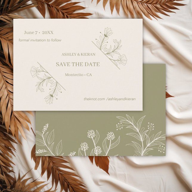 Elegant Floral Moss Green Wedding Save the Date (Creator Uploaded)
