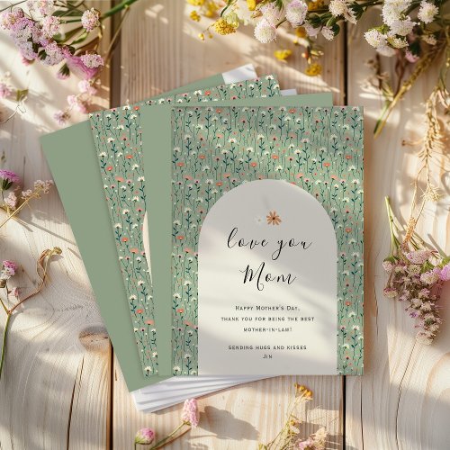 Elegant Floral Mother in Law Mothers Day Card 