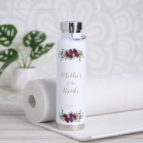 Elegant Floral Mother of the Bride Water Bottle