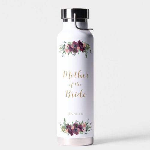 Elegant Floral Mother of the Bride Water Bottle