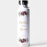 Elegant Floral Mother of the Groom Water Bottle<br><div class="desc">Looking for a fun, trendy yet elegant gift for the Mother of the Bride or Mother of the Groom? This beautiful floral water bottle is a practical gift that they can use even after your wedding day! Florals pictured in dark red burgundy and blush pink with added greenery. All text,...</div>