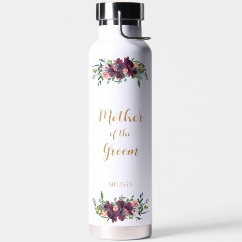 Elegant Floral Mother of the Groom Water Bottle