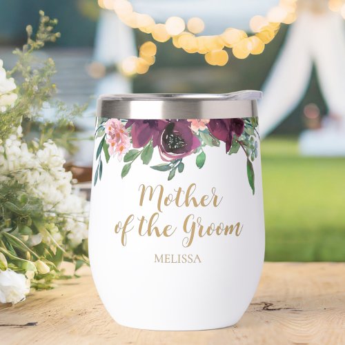 Elegant Floral Mother of the Groom Wine Tumbler