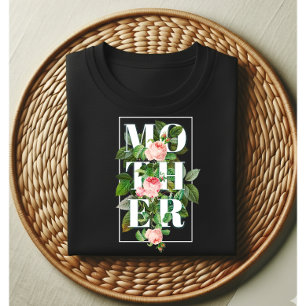 Elegant Floral MOTHER Typography Rose Garden T-Shi T-Shirt