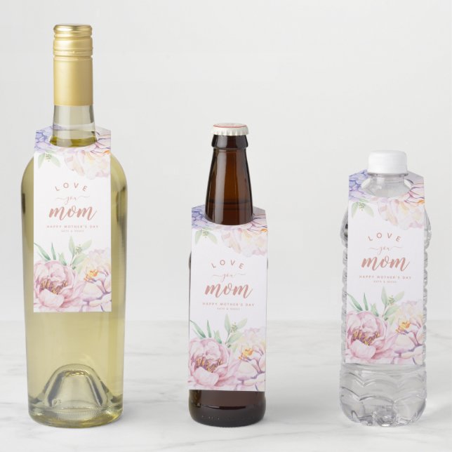 Elegant Floral Mother's Day Bottle Hanger Tag (In Situ)