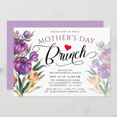 Elegant Floral   Mothers Day Brunch Invitation