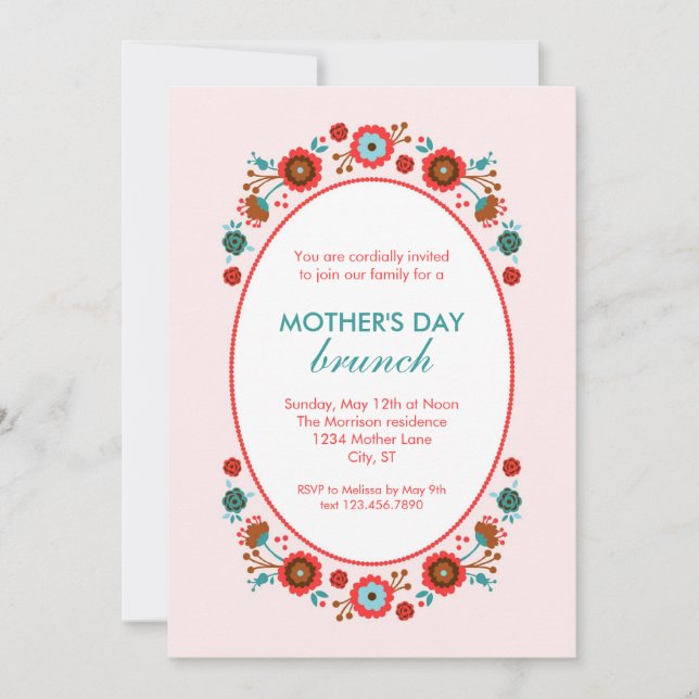 Elegant Floral Mother's Day Invitation (Front)