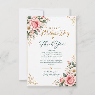Elegant Floral Mother's Day | mother day Thank You Card