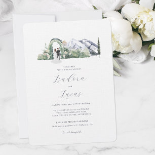 Elegant Floral Mountain Wedding Invitation