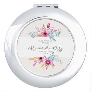 Elegant Floral Mr & Mrs Wedding   Compact Mirror