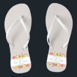 Elegant Floral Mr & Mrs Wedding | Flip Flops<br><div class="desc">For further customization, please click the "Customize" button and use our design tool to modify this template. If the options are available, you may change text and image by simply clicking on "Edit/Remove Text or Image Here" and add your own. If you wish to have this design added to a...</div>