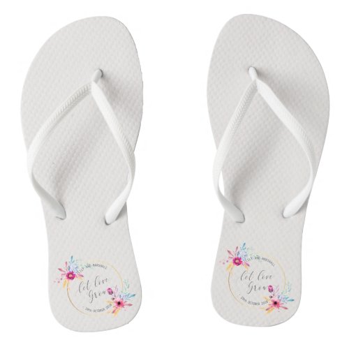 Elegant Floral Mr  Mrs Wedding  Flip Flops