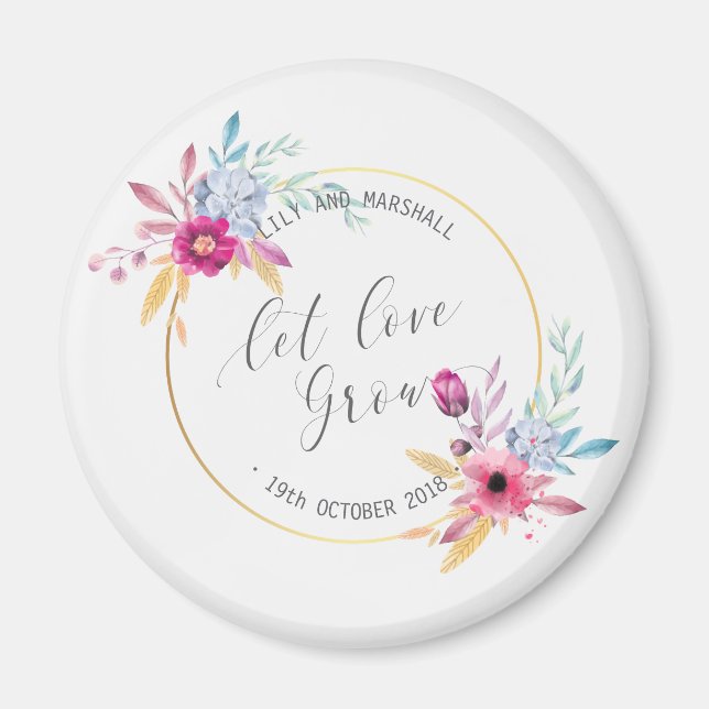 Elegant Floral Mr & Mrs Wedding | Fridge Magnet (Front)