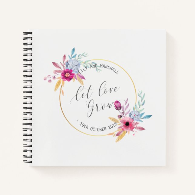 Elegant Floral Mr & Mrs Wedding Guestbook Notebook (Front)