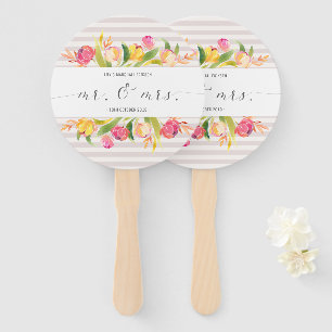 Elegant Floral Mr & Mrs Wedding Hand Fans