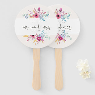 Elegant Floral Mr & Mrs Wedding Hand Fans