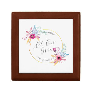 Elegant Floral Mr & Mrs Wedding Keepsake Box