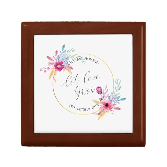 Elegant Floral Mr & Mrs Wedding | Keepsake Box (Front)