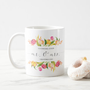 Elegant Floral Mr & Mrs Wedding Mug