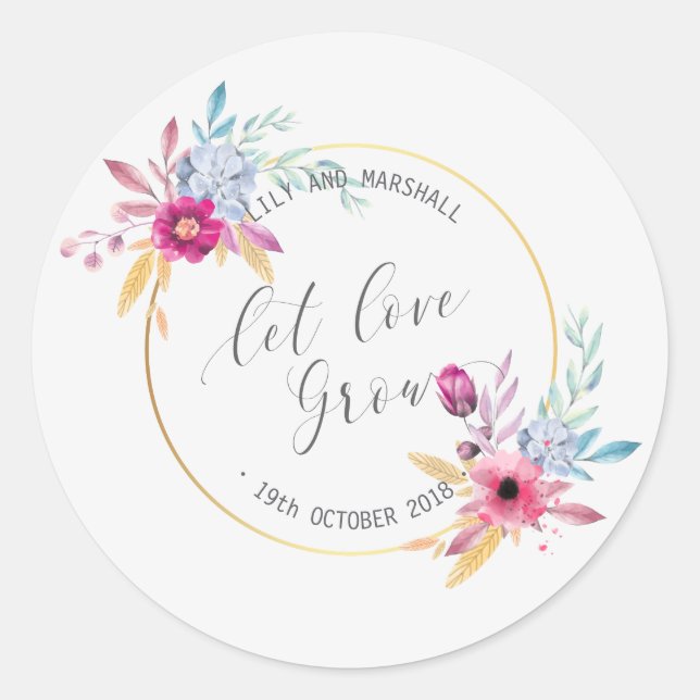 Elegant Floral Mr & Mrs Wedding | Sticker Seal (Front)